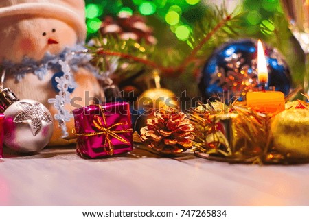 New Year's and Christmas decorations and toys
