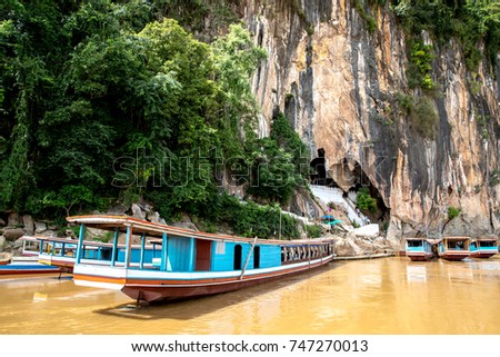 Pak Ou caves or Tam-Ting, Luang Prabang, Laos Royalty-Free Stock Photo #747270013
