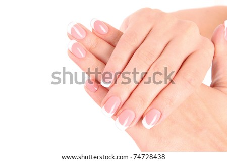 Woman's hand isolated on white