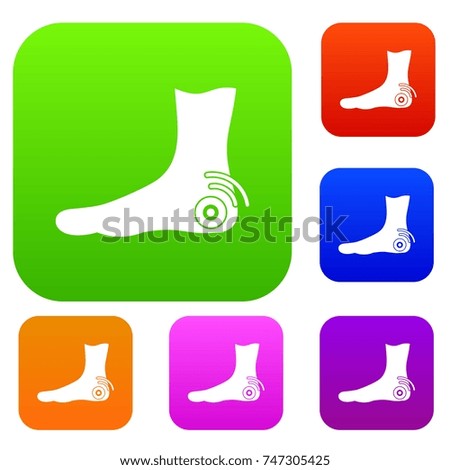 Foot heel set icon color in flat style isolated on white. Collection sings vector illustration