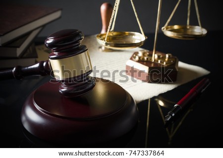 Court gavel, scale of justice, law theme. law lawyer hammer attorney court background composition judge concept