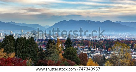 Vancouver city view in an autumn morning