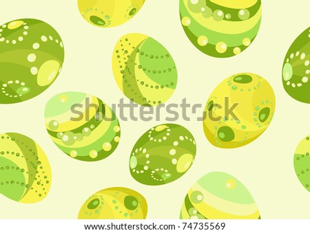 Easter illustration with eggs painted differently. Vector.