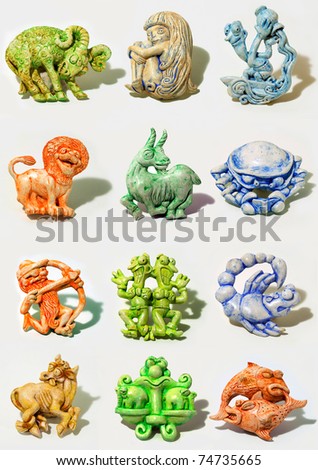 all horoscope signs sculpted in cartoon style