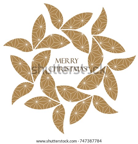 Merry Christmas cards decoration. Gold geometric background with text.