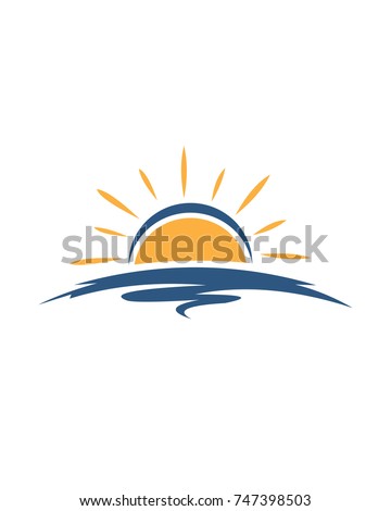 sunset logo vector Royalty-Free Stock Photo #747398503