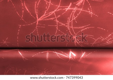 Background texture, pattern. Silk fabric is red with a pattern. Add an exotic flash to your look with this Persian red abstract printed font SIlk Charmeuse. Bold in warm colors