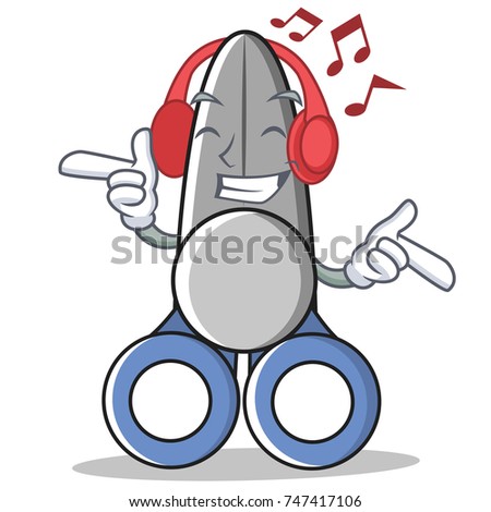 Listening music scissor character cartoon style
