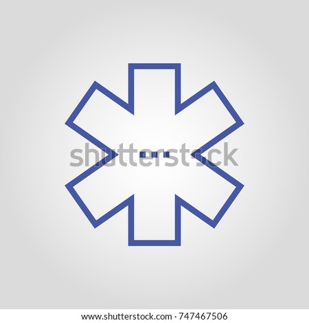 Ambulance or emergency star isolated linear flat vector icon