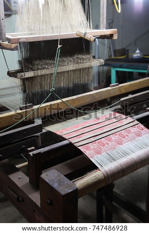 Old operating silk loom in Vietnam