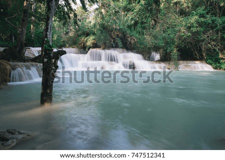 Natural Swimming Area at Kuang Si Falls Waterfall near Luang Prabang, Laos