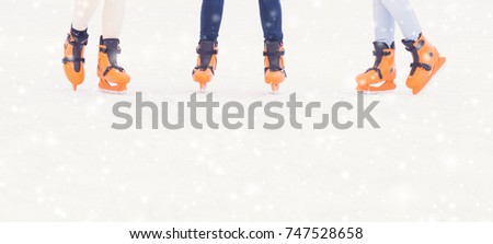Closeup of legs in skating shoes. Blank copy space.