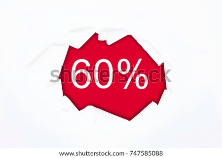 Discount label on torn paper concept