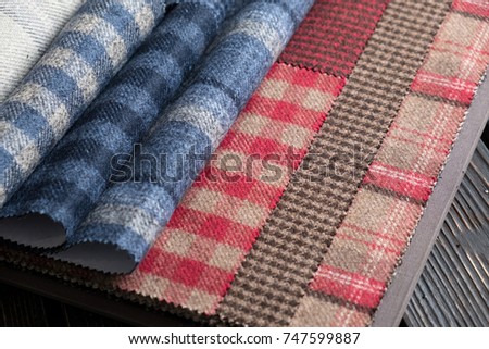 Interior color design selection on wood background