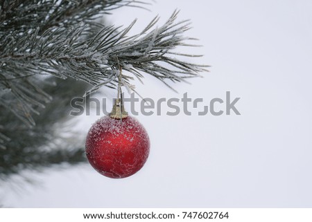  Christmas tree with red ball. Holiday Decorations 