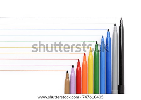 Markers on a white background overview