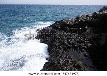 Summer beach on Canary island Tenerife / ocean / rocks.