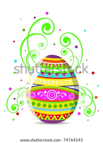 white background with isolated decorated easter egg, vector illustration
