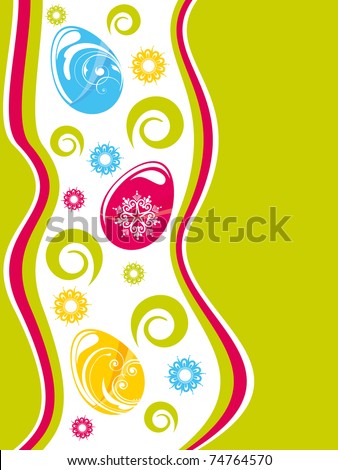 colorful egg pattern greeting card for easter day celebration