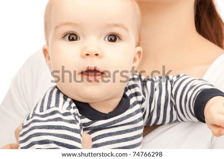 bright picture of adorable baby over white
