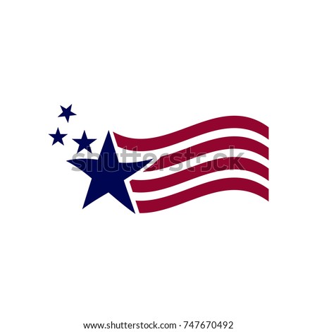 illustration America flag waving