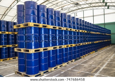 Drum two hundred liter stacking  Royalty-Free Stock Photo #747686458