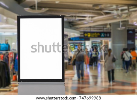 Blank billboard posters in the airport,Empty advertising billboard