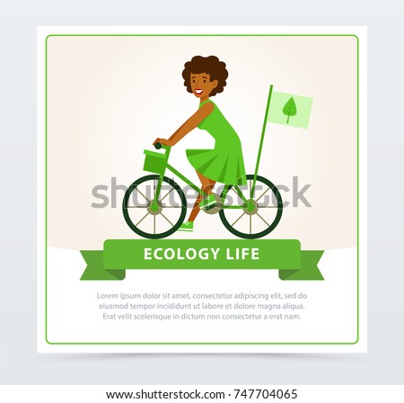 Ecological lifestyle concept with girl riding a bicycle