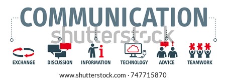 Banner communication concept. Icons and keywords Royalty-Free Stock Photo #747715870
