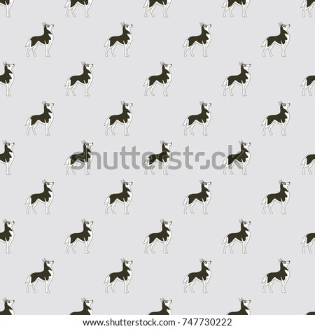 Siberian Husky. Breeds of dogs. Seamless pattern. Minimalism. Dog is a symbol of 2018. Chinese calendar. Vector illustration
