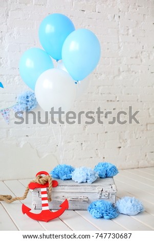 decoration for first birthday smash the cake in a marine style