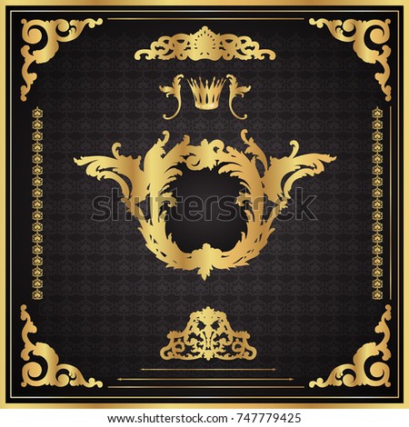 Vector frame with gold elements 