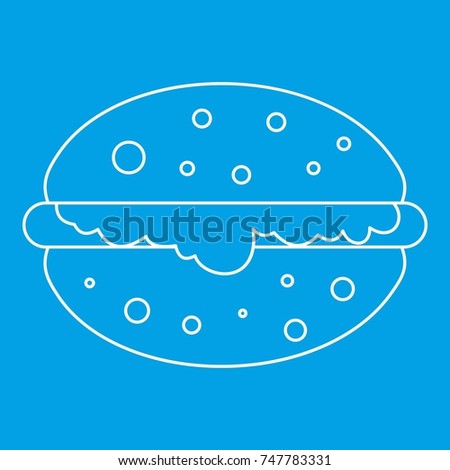Burger icon blue outline style isolated  illustration. Thin line sign
