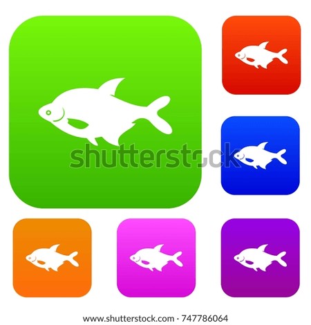 Fish set icon in different colors isolated  illustration. Premium collection