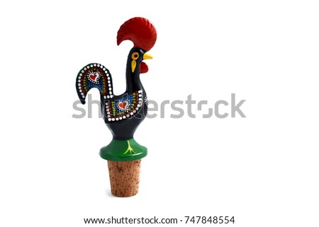 Cork stopper stock images. Cock isolated on white background. Rooster Cork Wine Stopper