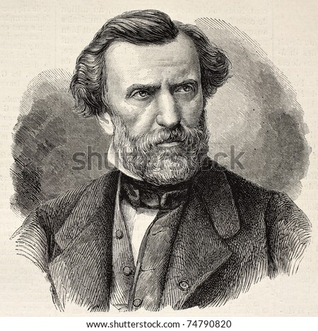 Old engraved portrait of Ambroise Thomas, French composer and Director of the Conservatoire de Paris. Created by Chenu and Robert, published on L'Illustration, Journal Universel, Paris, 1868
