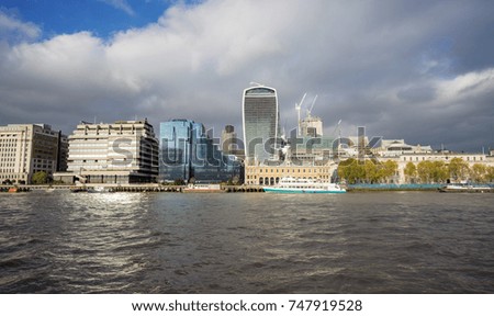 London River Thames autumn skyline
