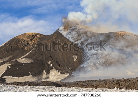 Eruption Of Etna Volcano February 2017 In Sicily
