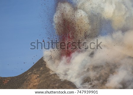 Eruption of Volcano Etna  - February 2017 In Sicily 
