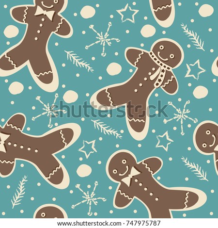 Gingerbread cookie seamless background. Creative Design. Vector Illustration
