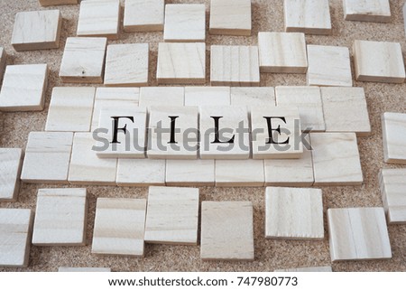 File word on cube wood 