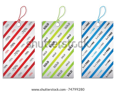 colored price tag set vector isolated on white