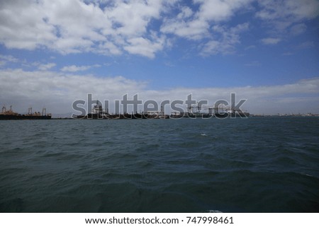 Cape Town harbour viewed from sea