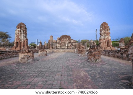 Wat Mahathat in Buddhist temple complex in Ayutthay.Thailand