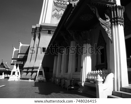 the light and shadow in the temple. monochrome tone