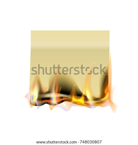 Sticky note, burning isolated on a white background. Template for your projects.
