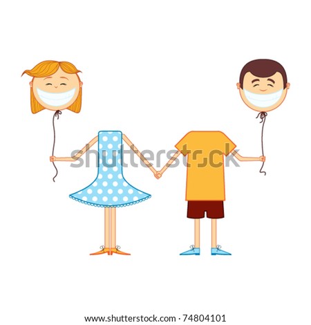 Boy and girl in love. Vector card