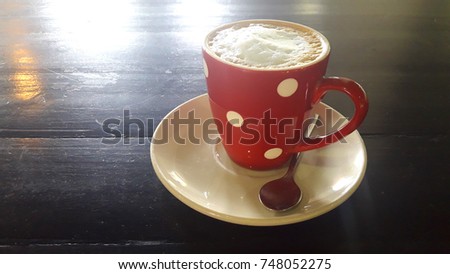Cup of coffee on the table, drink hot coffee for you