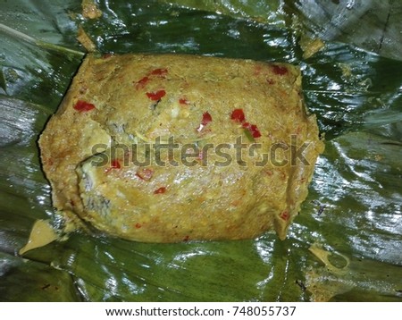 Fish steamed wrap in thailand food