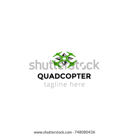 Logotype of quad copter for shops, magazines, store, gift products, photo and video operators, firms, studios, sale of modern equipment. Logo vector illustration